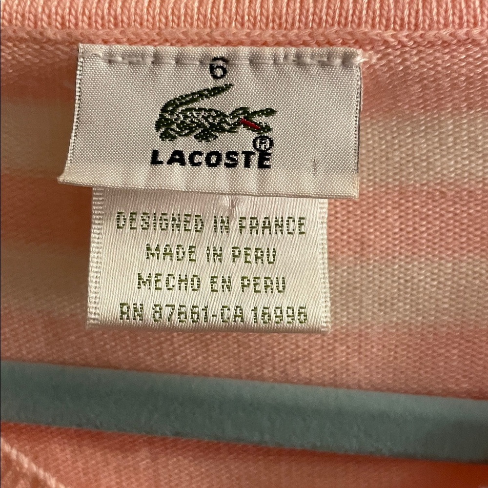 Pink and White Striped Lacoste sweater - Picture 5 of 6